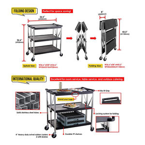 Troli Pelayanan Makanan Hotel Dapat Dilipat, Troli Plastik Restoran Melayani Tugas Berat Lipat Utilitas Hotel - Product Image 2