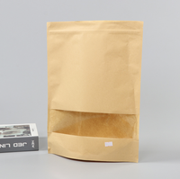 Emballage en papier kraft refermable personnalisé avec fenêtre, sachet debout, sac en papier kraft biodégradable