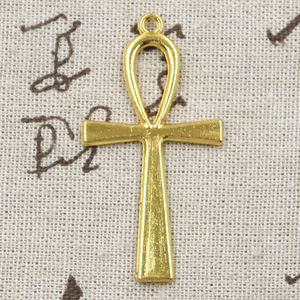 Liontin Anka Salib Mesir Simbol Kehidupan 52x28mm Buatan Tangan, Warna Perak Tibet Vintage, DIY untuk Gelang N - Product Image 6