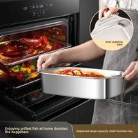 Plateau à poisson en acier inoxydable 41x24x8cm, plaque de barbecue carrée avec couvercle, design tendance de style chinois