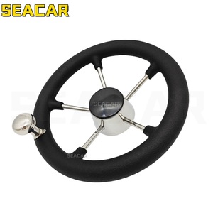Seacar 11 Inch Boat Steering Wheel Black Foam <b>Grip</b> Stainless Steel Hydraulic <b>Control</b> For Boats - Product Image 2