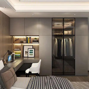 Meubles de vestiaire modernes personnalisables armoires à portes en verre pour chambre à coucher hôtel salon maison appartement villa utilisation - Product Image 6