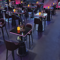 Ensemble de meubles de bar lumineux de luxe Discothèque Cocktail Whisky Bistro Comptoir Lounge Easy Clean Glow Led Table haute et chaises hautes