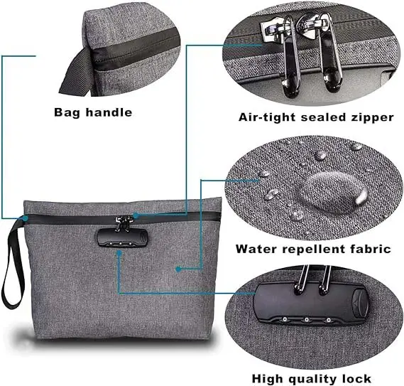 Ücretsiz çocuk kokusu geçirmez çanta 11.8 "xşifreli kilit" dayanıklı koku geçirmez Stash çantası ile koku koku durumda konteyner