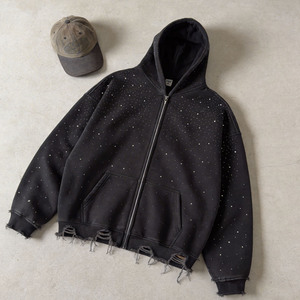 Sweat à capuche avec strass, sweat à capuche Y2k en <span class=keywords><strong>coton</strong></span> et polyester, sweat oversize - Product Image 2