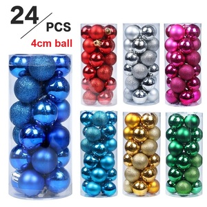 24 boules <span class=keywords><strong>de</strong></span> Noël en plastique incassable <span class=keywords><strong>de</strong></span> haute qualité <span class=keywords><strong>de</strong></span> 2,36 po pour décorations <span class=keywords><strong>de</strong></span> fête pré-attachées pour couronnes - Product Image 2
