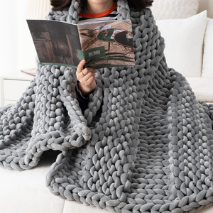 Home Decor Giant Yarn Bohemian <strong>Throw</strong> Hand <strong>Cable</strong> Crochet Chunky <strong>Knitted</strong> Braided Sensory Autism Weighted Blanket for Winter - Product Image 2