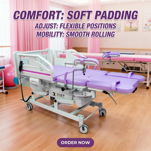 Cama <span class=keywords><strong>de</strong></span> Partos Eléctrica <span class=keywords><strong>de</strong></span> Lujo para Obstetricia y Ginecología, con Marco Metálico, Posición Ajustable, <span class=keywords><strong>Sistema</strong></span> Hidráulico, 100 kg - Product Image 1