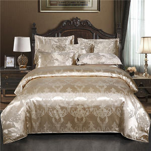 Parure <span class=keywords><strong>de</strong></span> draps quatre pièces en satin jacquard polyester/coton biologique 300 fils, <span class=keywords><strong>housse</strong></span> <span class=keywords><strong>de</strong></span> <span class=keywords><strong>couette</strong></span> <span class=keywords><strong>de</strong></span> luxe pour mariage, taille Queen, ensemble en satin <span class=keywords><strong>de</strong></span> soie - Product Image 2