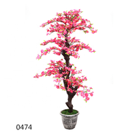 Pohon Bunga Bonsai Dekorasi Rumah, Pohon Flora Spesial Interior Tiruan Penjualan TERBAIK YANG INDAH UNTUK Dekorasi Rumah Pohon Tanaman Bonsai Bunga Merah Muda 0474