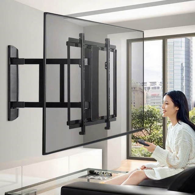 32-70 Inch Height Adjustable Remote Control Motorized Drop-Down Lift Flip Down Electric Smart Swivel TV Wall Mount Lift