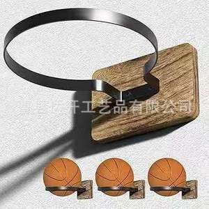 <b>Wall</b> <b>Mounted</b> Wooden Basketball Storage Rack Rectangle 1 Layer Living Room Display <b>Shelf</b> Multipurpose - Product Image 1