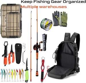 Nouveau Voyage Rod Stockage Sac à dos Tackle Box avec 2 porte-cannes pour la pêche - sacs et boîtes de rangement - Product Image 3