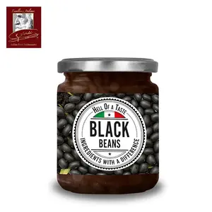 ガラス瓶に入った200 gの黒豆はマメ科植物をパルスしますGVerdiSelection Made in Italy黒豆