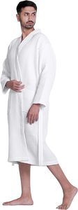 Albornoz de Waffle Blanco Unisex (1 Pieza) Lujoso Cierre de Cordón Ligero Estilo Romántico ODM 100% Bata de <span class=keywords><strong>Ducha</strong></span> de Algodón - Product Image 5