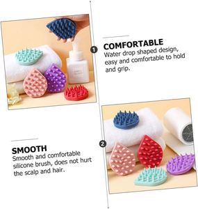 Brosse de massage du cuir chevelu en silicone, brosse de bain, nouvelle forme en goutte d'eau pour un nettoyage en profondeur du cuir chevelu et une relaxation des méridiens - Product Image 4