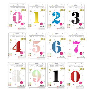 Nicro 32 pulgadas Número 0-9 Globo de papel de aluminio Tarjeta individual Embalaje Fiesta de cumpleaños Número Mylar Globos de papel de aluminio - Product Image 2