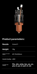 Kit de actualización Hotend de cerámica original <span class=keywords><strong>para</strong></span> Creality <span class=keywords><strong>Ender</strong></span> <span class=keywords><strong>3</strong></span> V3 SE KE conjunto de boquilla integrada de alta temperatura accesorios de impresora 3D - Product Image 4