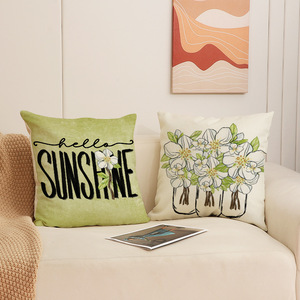 2025 nueva primavera Lino letra impresa sofá funda de <span class=keywords><strong>almohada</strong></span> fresca pequeña planta flores <span class=keywords><strong>almohada</strong></span> <span class=keywords><strong>inclinada</strong></span> para uso doméstico - Product Image 2