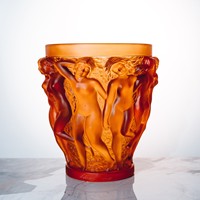 Vas Kaca Kristal Mewah Bergaya Art Deco dengan Ukiran Relief Figur Telanjang, Pot Bunga untuk Dekorasi Tengah Meja Rumah dan Hotel