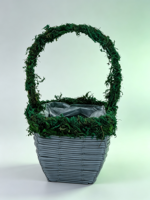 Panier à fleurs en mousse tressée grise avec poignée en mousse courbée, panier à plantes à base carrée pour la décoration florale de jardin intérieur