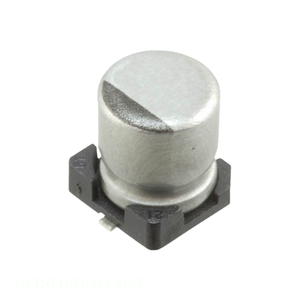 Condensateur SMD à montage en surface, fabricant Channel, 100 µF, UCD0J101MCL6GS, CAP ALUM 100UF 20% 6.3V - Product Image 1