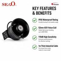 Altavoz de Sirena Industrial Impermeable IPX6 de 50W RMS, Bocina de Alarma para Automóvil con Cable de 1m, Pedido Personalizado al por Mayor