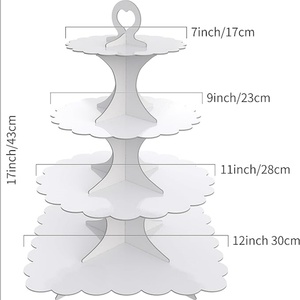 White Cardboard <b>Cupcake</b> Stand Tower Round Square <b>Cup</b> Cake Display Holder with Custom Cutting Processing Service - Product Image 4