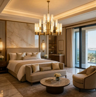 Lustre en laiton avec abat-jour cylindrique en albâtre naturel pour villa, hôtel, salle à manger