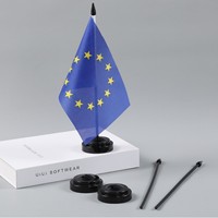Stock 6.3*28cm support de drapeau de bureau en plastique noir avec base pour la négociation commerciale décoration de bureau drapeau de bureau