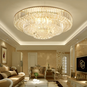 Lustre suspendu LED moderne rond en fer et cristal K9 sur mesure pour grand hôtel, villa, salon, intérieur de luxe - Product Image 1