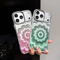 Funda para Teléfono Móvil con Diseño de Flores Láser en Degradado de Arcoíris para iPhone 18 17 16 15 14 Pro Max, Carcasa Trasera con Diseño IMD Tejido, Neón y Efecto Ombré