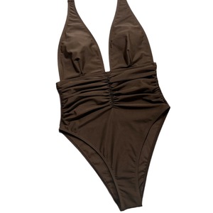 Traje de baño marrón de una pieza con escote en V profundo con diseño sexy adecuado <span class=keywords><strong>para</strong></span> looks de playa y <span class=keywords><strong>piscina</strong></span> inspirados en bikini de <span class=keywords><strong>mujer</strong></span> - Product Image 5