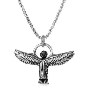 yunnique Stainless Steel Angel Wing Pendant <b>Necklace</b> With Chain 60cm <b>Long</b> For Men And Women Fashion Jewelry - Product Image 4