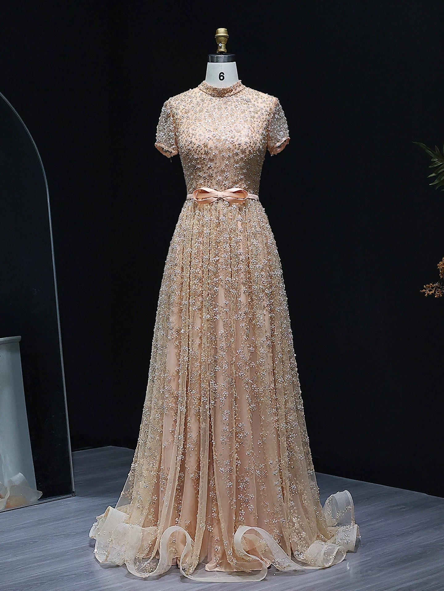 Elegant Embroidered Peach Colored A-Line Midi Evening Dress Bow Detail Luxurious Sequined Embellishments Exquisite Arab Style| Alibaba.com Elegant Embroidered Peach Colored A-Line Midi Evening Dress Bow Detail Luxurious Sequined Embellishments Exquisite Arab Style| Alibaba.com