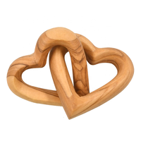 Décoration Cœurs en Bois Entrelacés Faits à la Main, Ornement Double Cœur Romantique pour Mariage, Anniversaire, Saint-Valentin