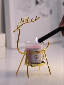 Meilleures ventes Porte-bougie en métal fer forgé en forme de renne Porte-bougie chauffe-plat en fer forgé en forme de cerf Décoration de table pour Noël Mariage Maison - Product Image 2