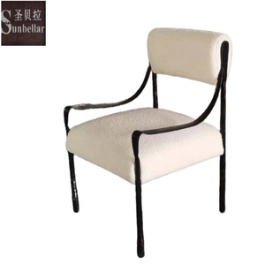 New Design Custom Made <strong>Cream</strong> Teddy Fabric <strong>Dining</strong> <strong>Chair</strong> High Quality <strong>Black</strong> Metal Forged Iron Frame <strong>Dining</strong> Room Dinning <strong>Chairs</strong> - Product Image 1