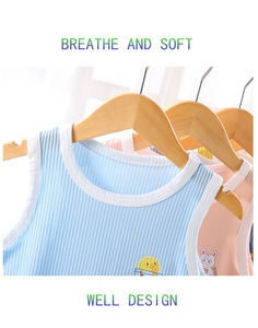 Ensembles de débardeurs d'été chauds pour bébés garçons et filles, style décontracté, tissu en spandex respirant, séchage rapide, motif uni - Product Image 3