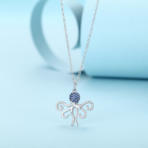 Collar de Lujo con Colgante de Pulpo Marino en Plata Esterlina 925 y Circón para Mujer, Joyería de Alta Gama de Gran Venta - Product Image 2