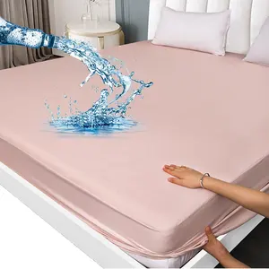 Gürültüsüz yatak örtüsü derin cep yıkanabilir hipoalerjenik vinil ücretsiz evcil çocuklar yetişkinler için kraliçe yatak koruyucu su geçirmez