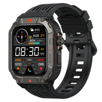 Montre connectée GPS robuste avec écran AMOLED carré, boussole, altimètre, baromètre, lampe de poche et appels Bluetooth pour les sports de plein air