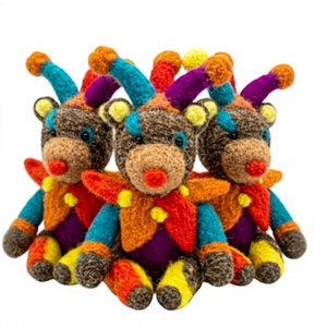 Knitted Jester <b>Monkey</b> Christmas Decoration Handmade Eco-Friendly Traditional Cartoon Animal Indoor Holiday Decor Small Wall - Product Image 1