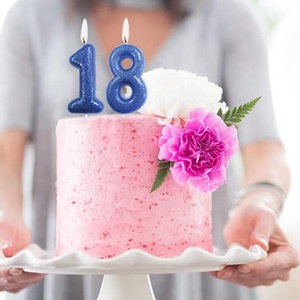 Bougie d'<span class=keywords><strong>anniversaire</strong></span> personnalisée pour décoration de fête, vente en gros, bougie numérique mixte pour gâteau, 6 cm, bougie numérique bleue - Product Image 2