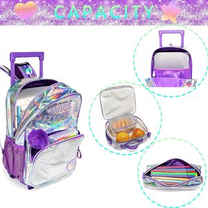 <span class=keywords><strong>Mochila</strong></span> con <span class=keywords><strong>Ruedas</strong></span> FANATEE Mermaid para Niñas, Mochilas con <span class=keywords><strong>Ruedas</strong></span> para la Escuela Primaria, Bolsa de Viaje con <span class=keywords><strong>Ruedas</strong></span>, Juego de Maletas para Niños - Product Image 3