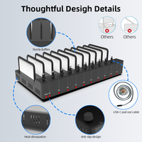 Station de charge USB C multi-appareils 360W à 10 ports avec rangement pour téléphones portables et tablettes