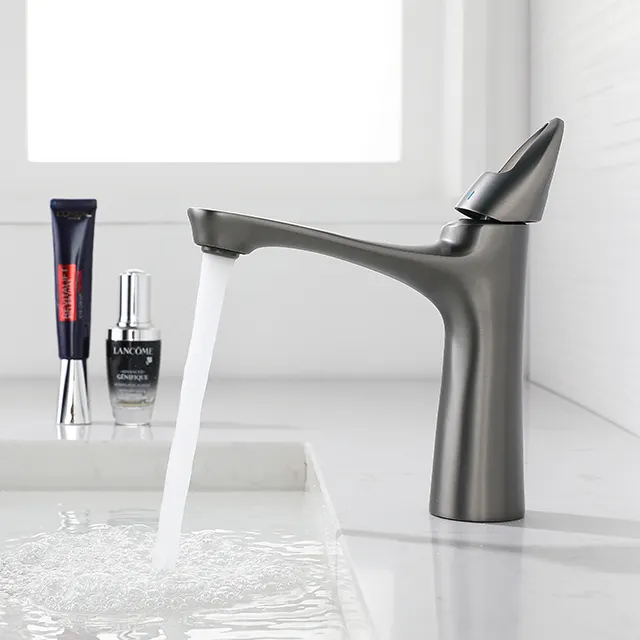 High Single Hole Single Lever Basin Mixer Tap Sink Faucet Cheap Price Copper Bathroom Contemporary Ceramic ODM & OEM Brushed