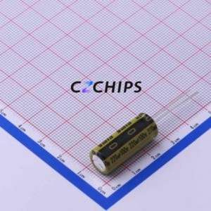 Condensateur électrolytique en aluminium à montage traversant LKME2502A221MF, composant à montage traversant (THT), D10xL25mm 220uF 20% 100V 5mm - Product Image 1