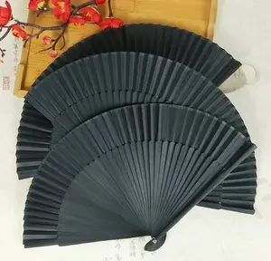 Chinese Custom Bamboe Fan Zwart Opvouwbare Handventilator Aangepast Kunstwerk Handventilator