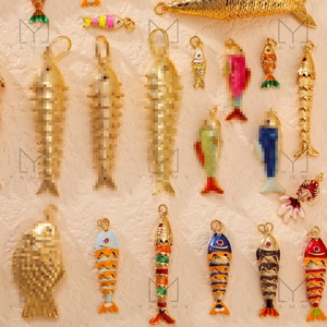 YFH002 charm in oro personalizzato in rame serie oceano accessori per creazione di gioielli a coda di pesce a forma di pesce ciondolo per fai da te - Product Image 3